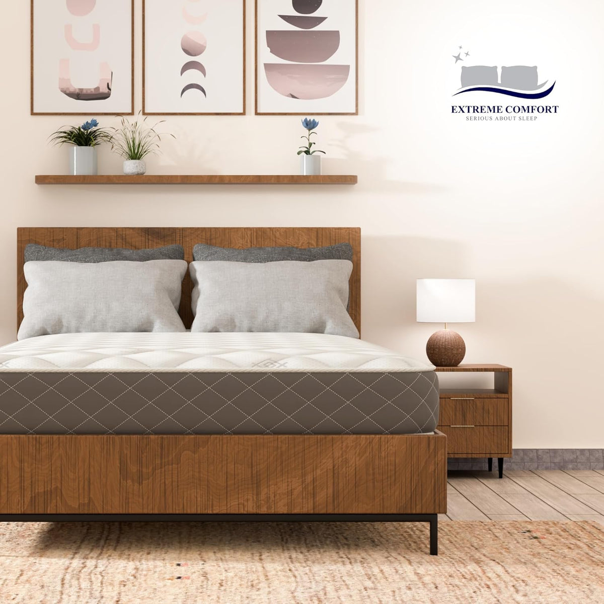 Extreme Comfort Cooltouch Plus Diamond Essentials Schuimvrije Pinna-Coil Bonnell Binnenveer Maximale Waarde Matras Pluche Feel, Grijs, 18 cm Diep, 4ft6 Dubbel