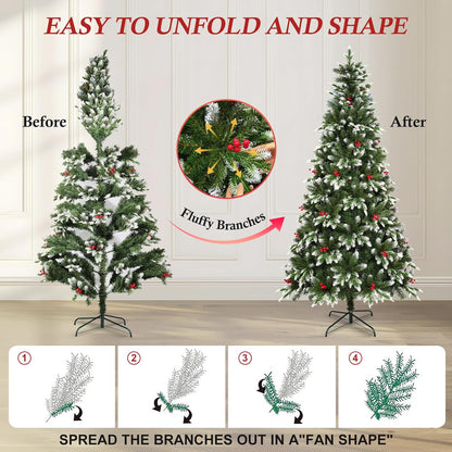 Uten Kunstkerstboom, metaal, groen en wit, 6Ft