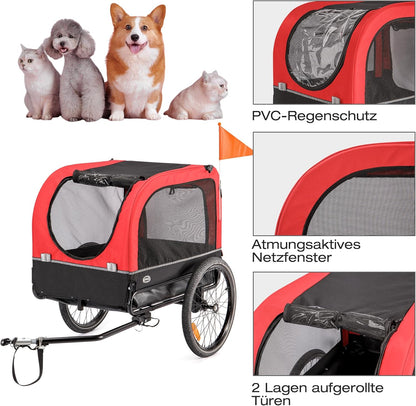 CXWXC Fietskar voor honden, 2-in-1, fietsaanhanger & jogger, hondenwagen met schokdemper, hondenaanhanger, maximale belastbaarheid 40 kg