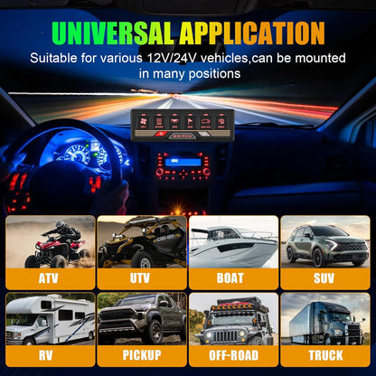 Chelhead RGB Schakelpaneel met 6 versnellingen, met app-bediening, universeel schakelcircuitbesturingsrelaisysteem, multifunctioneel bluetooth-schakelpaneel, compatibel met vrachtwagen, boot, SUV
