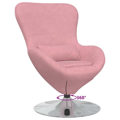 Fauteuil – Draaifauteuil – Loungefauteuil – Relaxstoel – Armstoel – Zachtroze Velvet – Inclusief Voetensteun – 360° Draaibaar