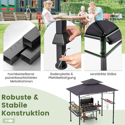 BBQ Gazebo – Barbecue Tent – Grill Overkapping – Buitenkeuken Shelte – Grill Paviljoen – Ruim 242x153 cm – Weerbestendig Polyester Met Metalen Frame