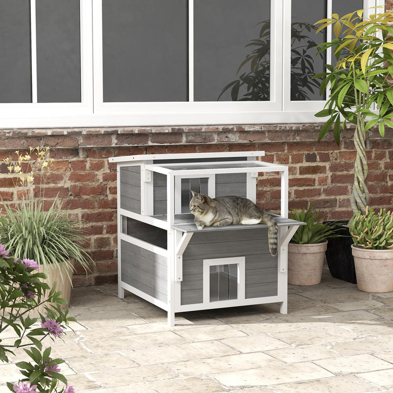 Kattenhuis – Kattenverblijf – Kattenhuisje – Kattenhok – Kattencondo – 2 Verdiepingen Met Balkon – Weerbestendig En Duurzaam – Ruim Ontwerp Voor Grote Katten