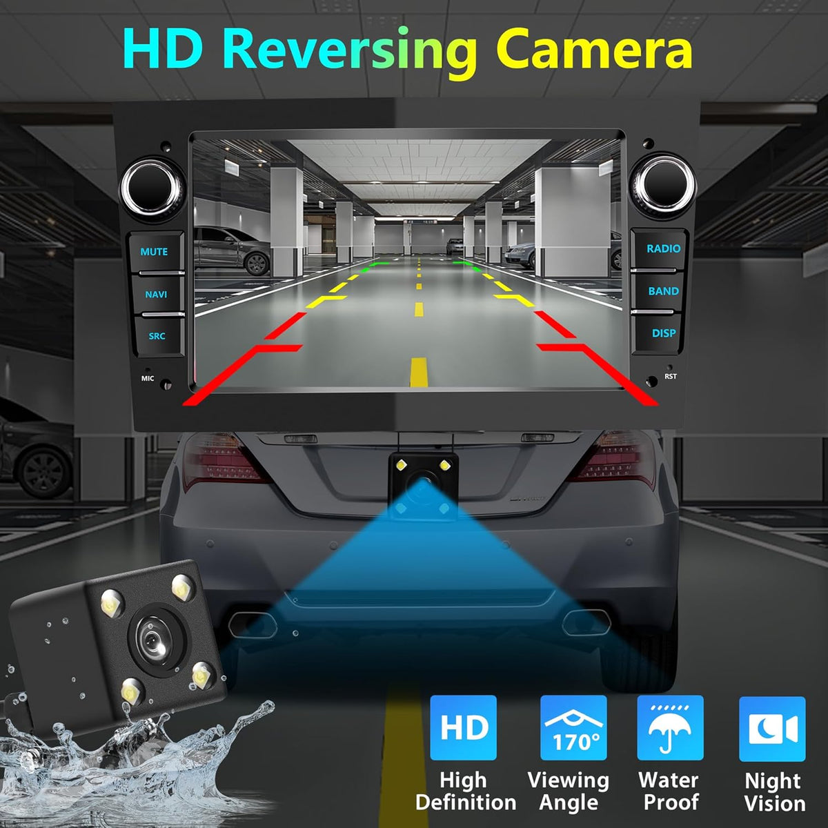 2 DIN autoradio voor Opel Corsa d/Astra h/Zafira b/Meriva/Vivaro Bluetooth Stereo Car met Wireless Carplay Android Auto 7 inch scherm Mirror Link / FM / AHD achteruitrijcamera / WiFi - zwart