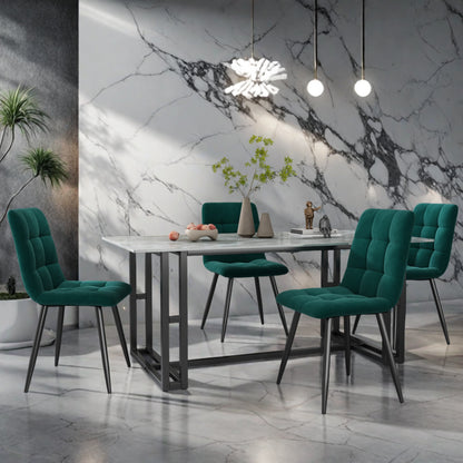 Eetkamerstoel – Dinerstoel – Keukenstoel – Stoel – Kuipstoel – Velvet Bekleding – Metalen Frame – Ergonomisch Comfort – Set Van 4 – Groen