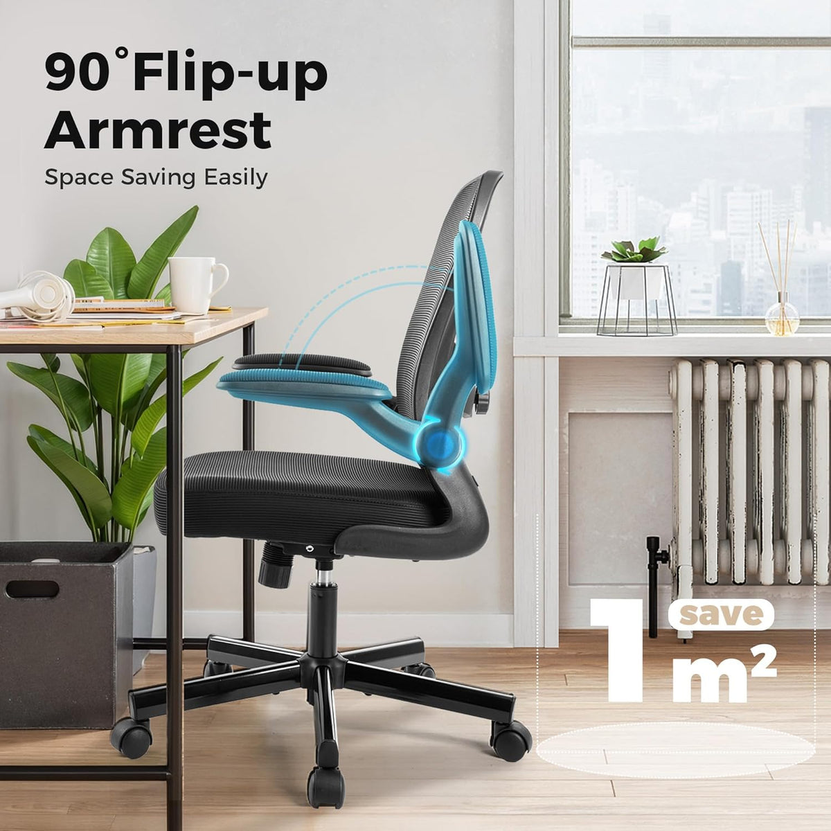 Bureaustoel – Ergonomische Stoel – Bureaustoel Met Lendensteun – Kantinestoel – Bureau Stoel – In Hoogte Verstelbaar – Ademende Mesh Rugleuning – Opklapbare Armleuningen