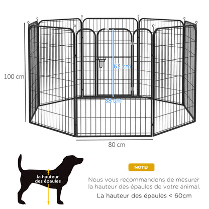 Dierenren – Puppyren – Konijnenren – Knaagdierenren – Hondenren – Stalen Frame – Verstelbare Afmetingen 80x100 cm – Zwarte Epoxy Coating – Met Vergrendelbare Deur