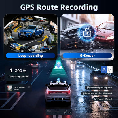 Hodozzy 4K Dashcam met voor- en 2K achteruitrijcamera, 3,16-inch IPS-scherm, dashcam voor auto's, wifi- en app-bediening, ADAS, BSD en LCA, nachtzicht, G-sensor, loop-opname, parkeermodus-monitor