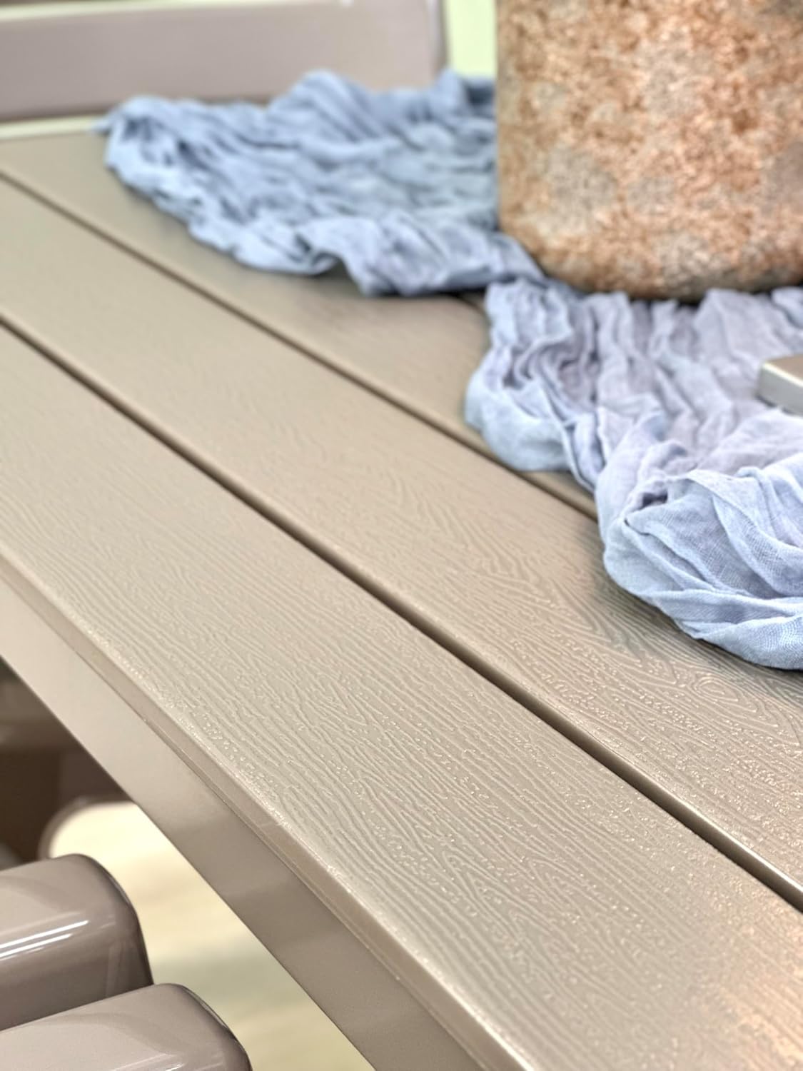 Outdoor Table Thomas + 6 Chairs Anita (Table with Iron Frame and Resin Chairs) (Table + Chairs Taupe) - QUORE