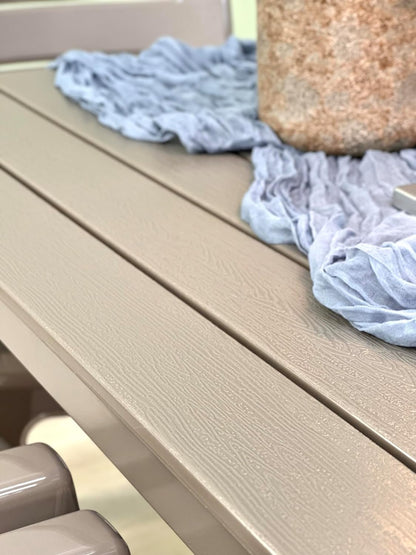 Outdoor Table Thomas + 6 Chairs Anita (Table with Iron Frame and Resin Chairs) (Table + Chairs Taupe) - QUORE