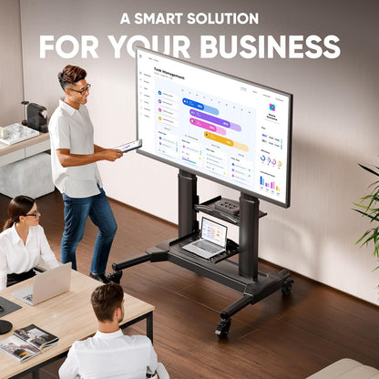 ONKRON Tv-standaard, rolbaar voor 40-80 inch tv's tot 55,5 kg, televisiestandaard, in hoogte verstelbaar, van aluminium, max 700 x 400 VESA-standaard, televisiewagen, rolwagen/tv-wagen met wielen,