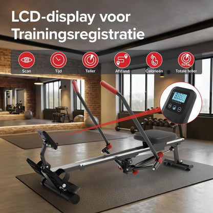 Ultrasport opvouwbare roeimachine voor thuis, 12 weerstandsniveaus, extra stil, tot 110 kg, gecertificeerd, compacte roeitrainer