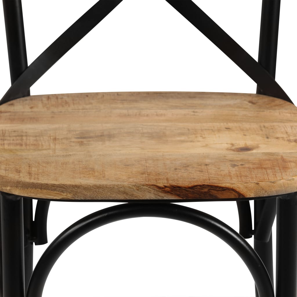 Eetkamerstoel – Stoel – Kuipstoel – Meubel – Woonkamerstoel – Massief Mangohout – Wit Stalen Frame – Handgemaakt – Comfortabel
