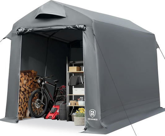 EVER ADVANCED tool shed 9.8m³ tool tent 230x190x225cm, waterproof bicycle garage with 2 vents, bicycle shed multifunctional, grey - QUORE