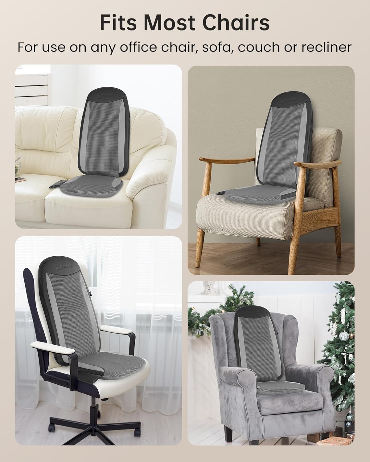 COMFIER Massagestoelkussen, shiatsu massagekussen voor nek en schouders, rugmassageapparaat met warmtefunctie, ontspanning voor de hele rug, geschikt voor kantoor, geschenken