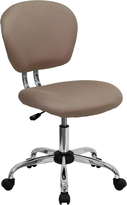 Flash Furniture Beverly Bureaustoel met gemiddelde rugleuning, netstof, gewatteerd, met chromen sokkel, koffiebruin