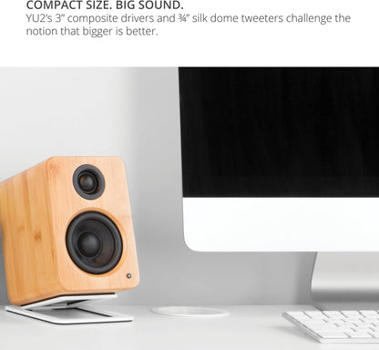 Kanto YU2 Powered Desktop Speakers | 3" Composiet Drivers | 3/4" Silk Dome Tweeter | Class D Amplifier | 100 Watt | Ingebouwde USB DAC | Subwoofer Output | Mat Wit | Paar