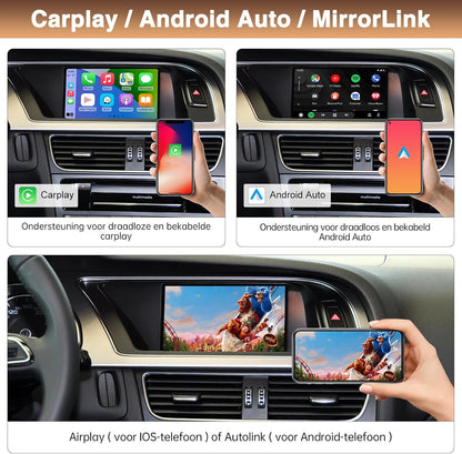 Draadloze CarPlay Android Auto Upgrade – CarPlay Adapter – Retrofit Kit – Infotainmentsysteem Interface – Bluetooth Module – Compatibel Met Audi A4 A5 Q5 3G MMI – Stuurbediening – Ondersteuning Voor Achteruitrijcamera