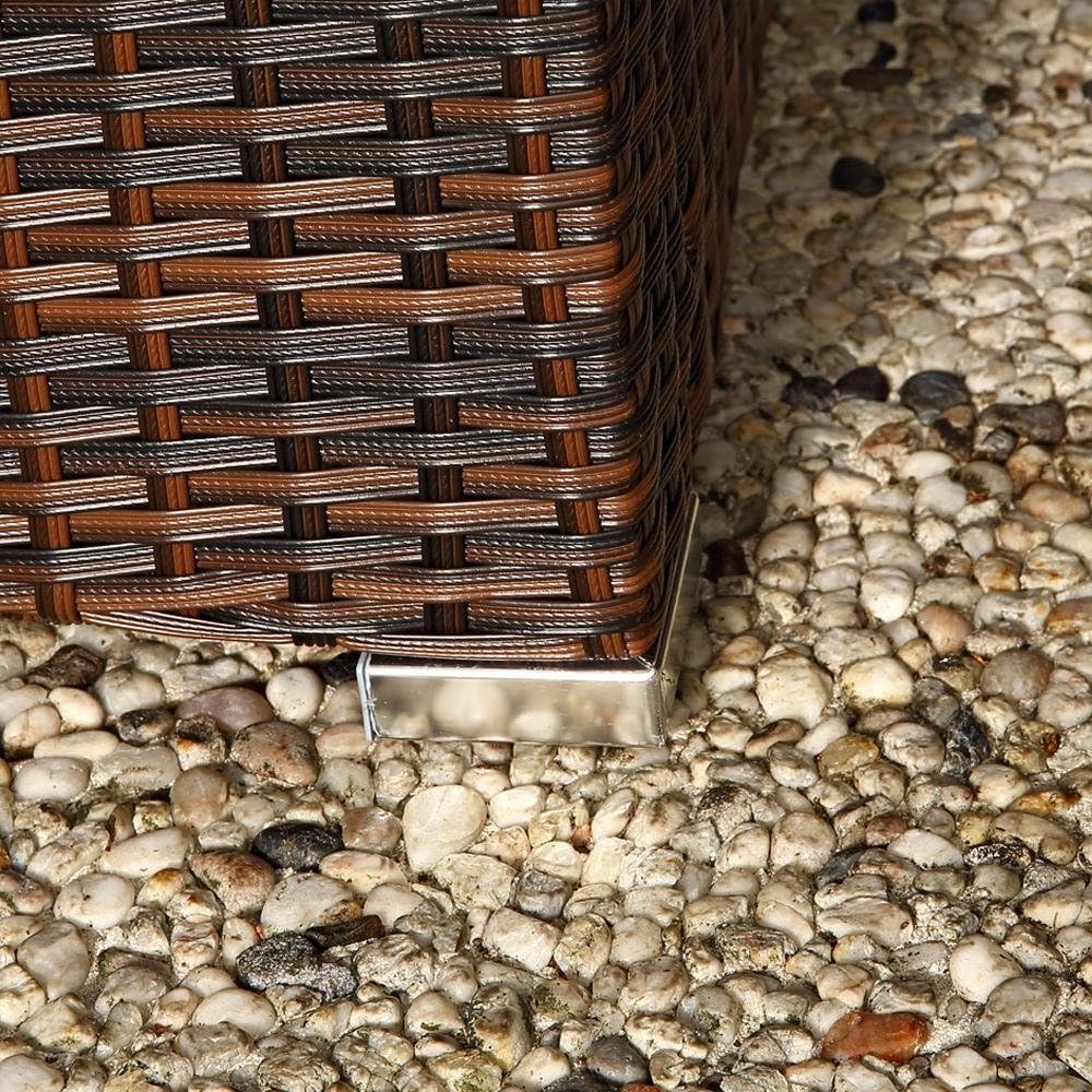 Melko Poly Rattan Set of 4 in Brown, Garden Furniture Lounge Furniture Dining Group, Includes Seat Cushions - Garden, Balcony, Patio - QUORE