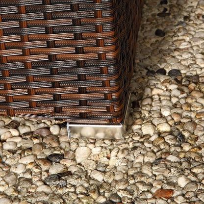 Melko Poly Rattan Set of 4 in Brown, Garden Furniture Lounge Furniture Dining Group, Includes Seat Cushions - Garden, Balcony, Patio - QUORE