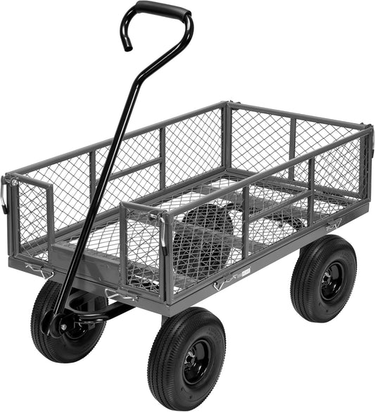 Opvouwbare Tuinwagen Grijs – Transportkar – Tuinkar – Handkar – Bolderkar – Draagkracht tot 400 kg – 25 cm Luchtbanden