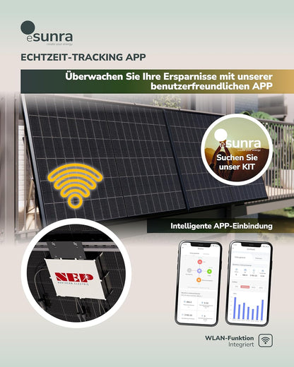 Microomvormer van NEP BDM800VA - Plug and Play - MPPT-efficiëntie > 99,5% - 5 m netsnoer - app voor bewaking van de productie in real-time