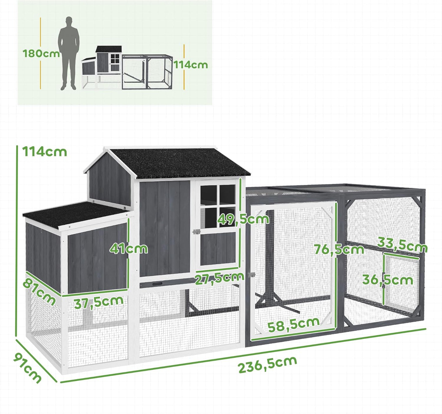 Kippenhok – Kippenren – Kippenhok Met Uitloop – Kippenverblijf – Dierverblijf – Ruim 1,9 m² Voor 3-4 Kippen – Waterafstotend Geïmpregneerd Dennenhout