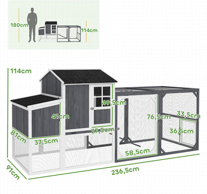 Kippenhok – Kippenren – Kippenhok Met Uitloop – Kippenverblijf – Dierverblijf – Ruim 1,9 m² Voor 3-4 Kippen – Waterafstotend Geïmpregneerd Dennenhout