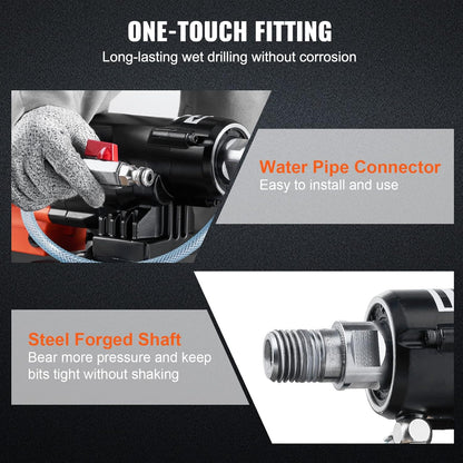 VEVOR Diamond core drill bit with holder max. diameter 20cm max. depth 60cm 2500W diamond drill wet and dry drilling 750rpm diamond drill for concrete, construction