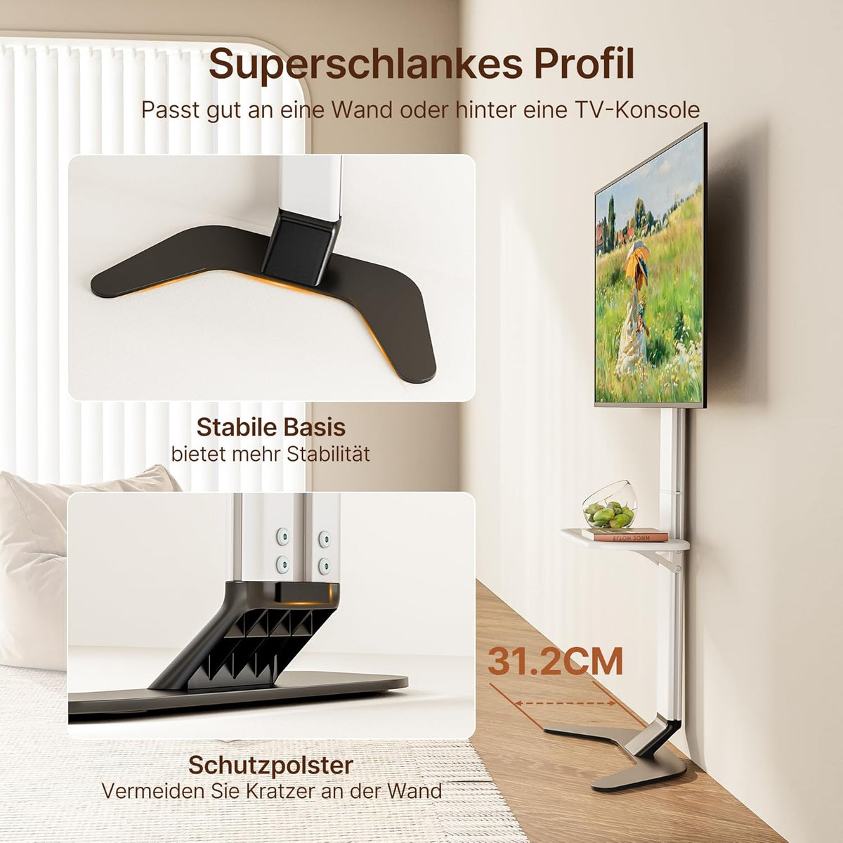 Universele tv-standaard voor 37-86 inch, wit