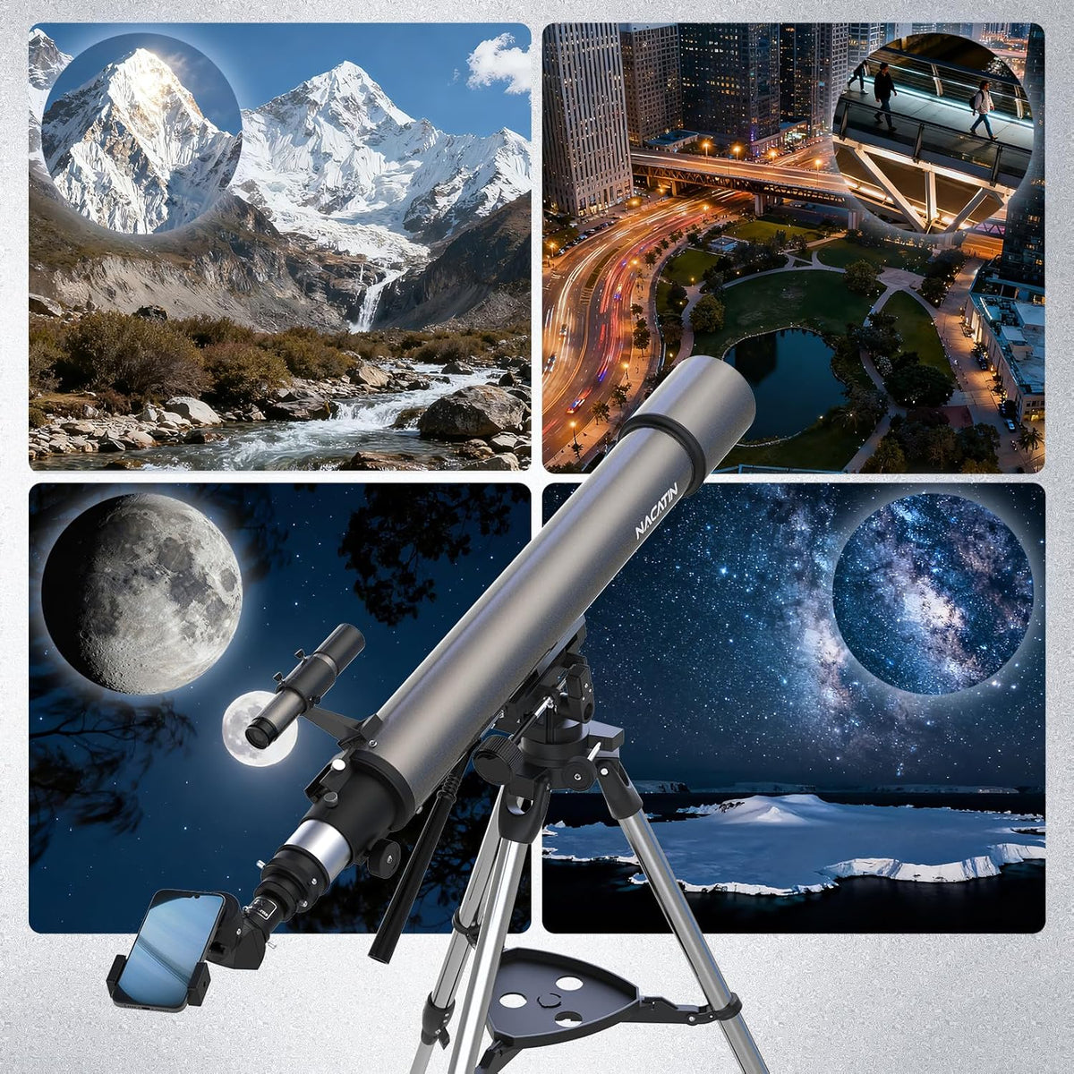 900-102 mm Astronomische refractor telescoop met altazimut montage en statief
