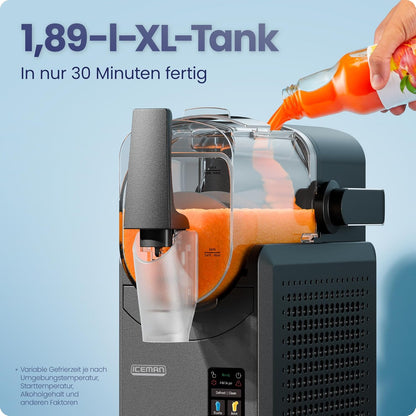 Iceman Slushy-machine, 1,9 l, voor bevroren dranken, zonder ijs of mixer, ideaal voor margarita's, frappés en smoothies, slushy met 5 touch-programma's, eenvoudige service, zwart