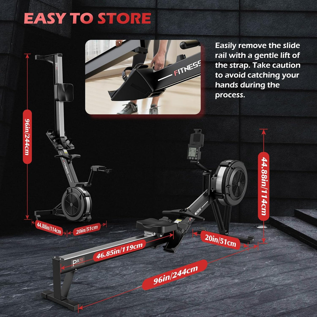 PASYOU Rowing Machine, Air Resistance Rowing Machines for Home Use 10 Gears Adjustable, Super Silent Rowing Machine with Bluetooth & Smart Backlit Monitor (350LB Load Capacity) - QUORE