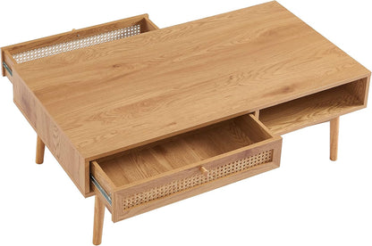 BAÏTA Salontafel INES eikenlook en rotan rieten