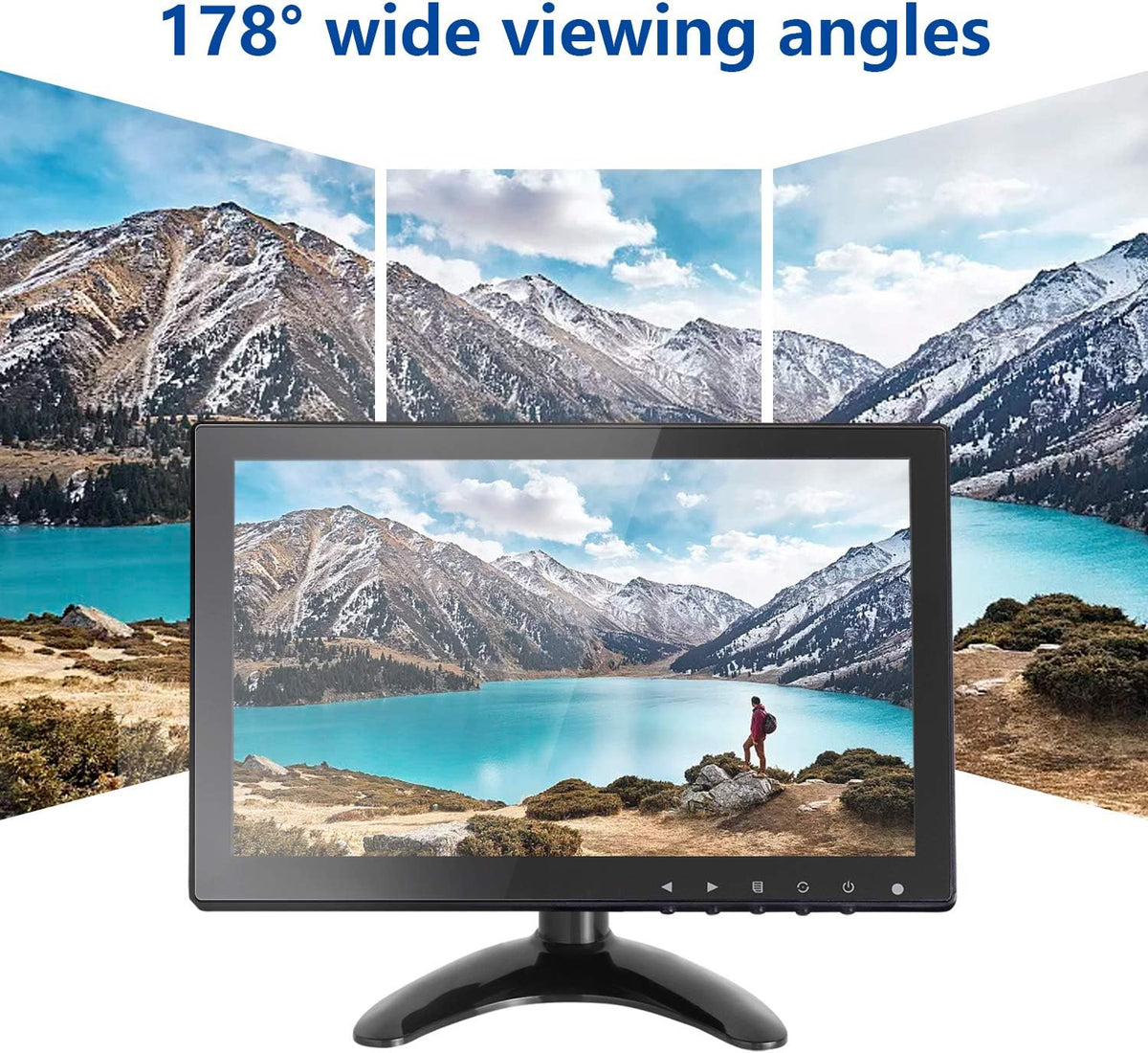 CCTV-monitor, 10,1 inch, IPS LCD HDMI kleurenscherm, 1280 x 800 brede kijkhoek met AV/VGA/HDMI/BNC/AUX/audio-aansluitingen, ingebouwde luidspreker voor thuisbeveiliging, CCTV-IP-camera, pc-monitor