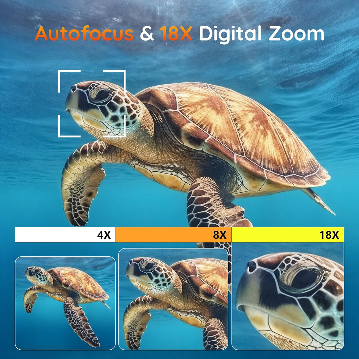 MaxMango 8K 70MP digitale camera 33FT onderwatercamera, 64GB digitale camera om te snorkelen, 18x dubbel scherm, selfies, robuust, stofdicht, schokbestendig, autofocus
