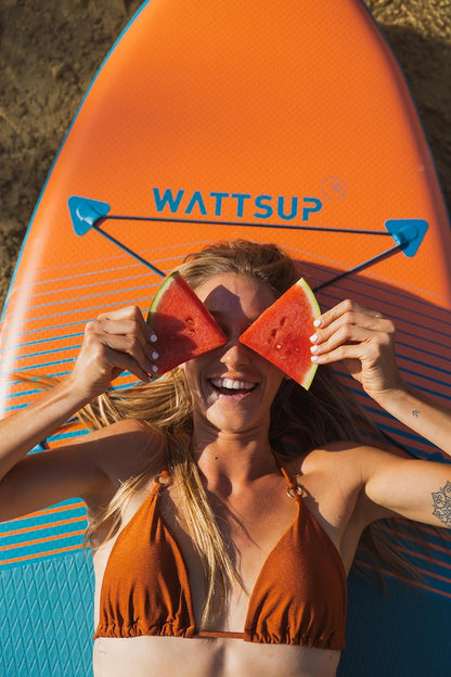 Wattsup - Sup Stand Up Paddle Opblaasbare F11 11' - 335x81x15cm Dropstitch - Compleet Pakket: Peddel Leash Pomp Draagtas - Tot 150kg -Blauw