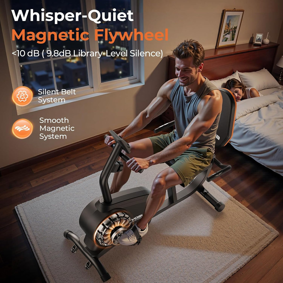 YOSUDA Ligfiets Hometrainer – Magnetische Weerstand, 16 Weerstandsniveaus, Stil Recumbent Bike voor Thuis, Verstelbare Zitting, LCD-Display & Hartslagsensor, Max. 160 kg