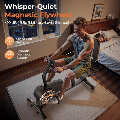 YOSUDA Ligfiets Hometrainer – Magnetische Weerstand, 16 Weerstandsniveaus, Stil Recumbent Bike voor Thuis, Verstelbare Zitting, LCD-Display & Hartslagsensor, Max. 160 kg