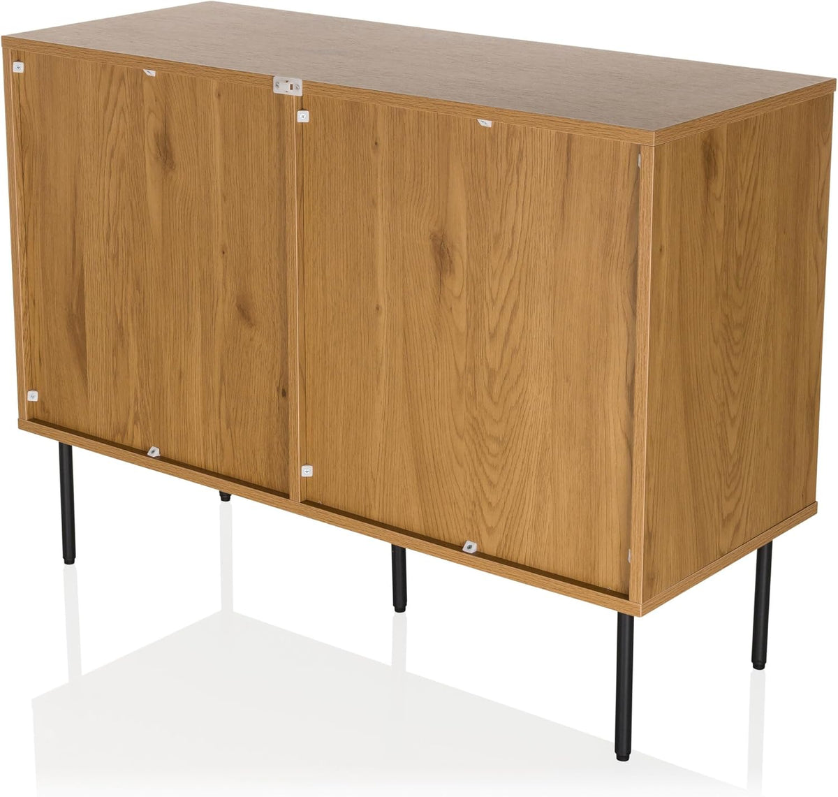 Sideboard with 2 doors oak LINNO S 100x40x74 cm Industrial style chest of drawers, adjustable shelves - QUORE