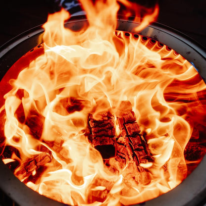 herQs Blaze - Rookvrije vuurkorf van roestvrij staal Ø49,5 cm voor 6-8 personen – Smokeless firepit met secundaire verbranding – Inclusief draagtas en asopvangbak - voor de gemiddelde en grote tuin