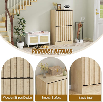 Schoenenkast – Schoenenrek – Opbergkast – Schoenentilt – Halmeubel – Verstelbare Verwijderbare Plank – Natuurlijke Houtlook 50x24x86,5 cm