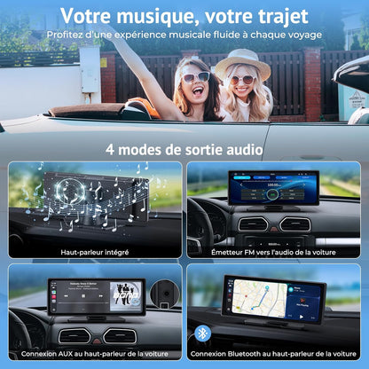 10,26 inch Carplay-scherm, compatibel met CarPlay en Android Auto, Car Play-display met 1080p achteraanzicht, mirror link, spraakbediening, bluetooth-audio, GPS, FM, AUX