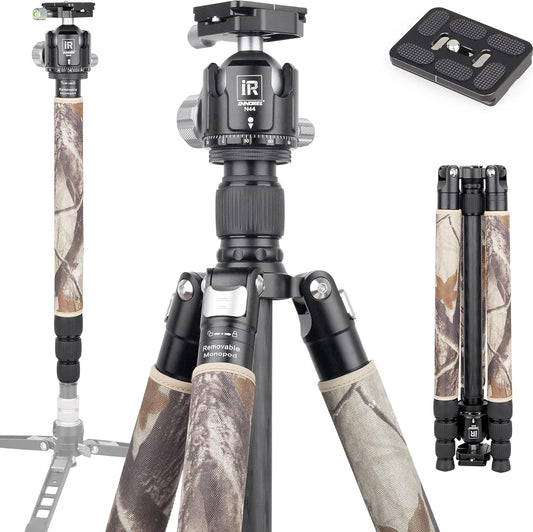 INNOREL RT75CM Koolstofvezel Statief 172 cm Professionele 2-in-1 Reisstatief & Balhoofd Kit Monopod Max Belasting 20 kg Max Buis 29 mm Heavy Duty Camera Ondersteuning met Middenkolom N44 Kogelhoofd