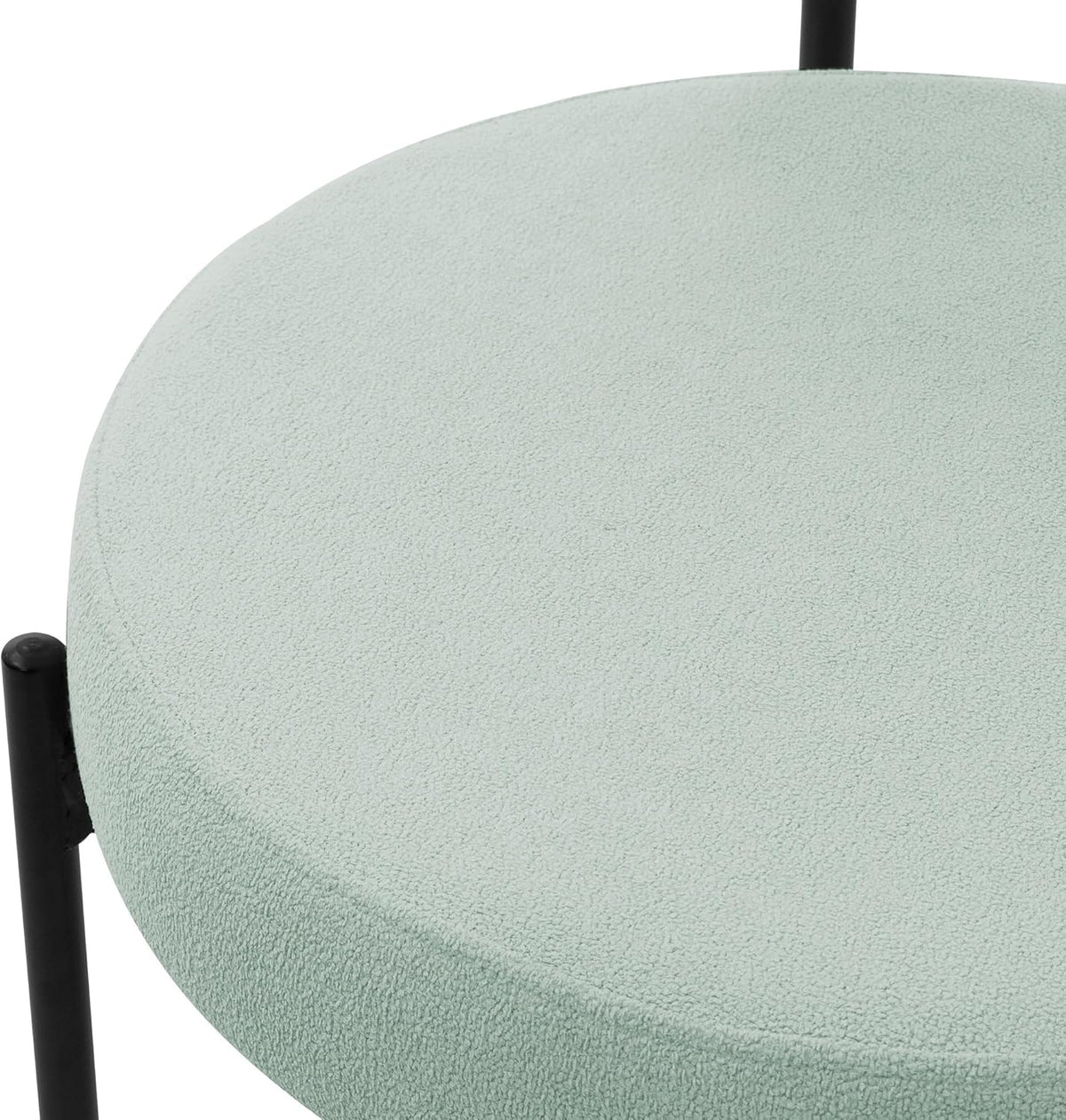 ML-Design Dining Chairs Set of 6, Kitchen Chair in Teddy Fabric Green, Living Room Chair with Backrest, Upholstered Chairs with Black Metal Legs, Ergonomic Lounge Chairs, Dining Room Chairs