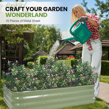 Verhoogde tuinbedset | 4-in-1 verstelbaarGegalvaniseerde plantenbakken voor groenten, bloemen | 30,5 cm hoog, meerdere maten (5x3x0,3 ft, 4x4x0,1 ft, 6x2x0,1 ft, 7x0,1 x 0,3 ft) | Metalen verhoogd