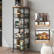 5-Tier - Groenterek - Keukenwagen - Stapelbare Fruitmand - Opbergwagen - met Wielen - voor Badkamer - Keuken - Kantoor - Gelegeerd Staal - 40 x 30 x 107 cm - Zwart