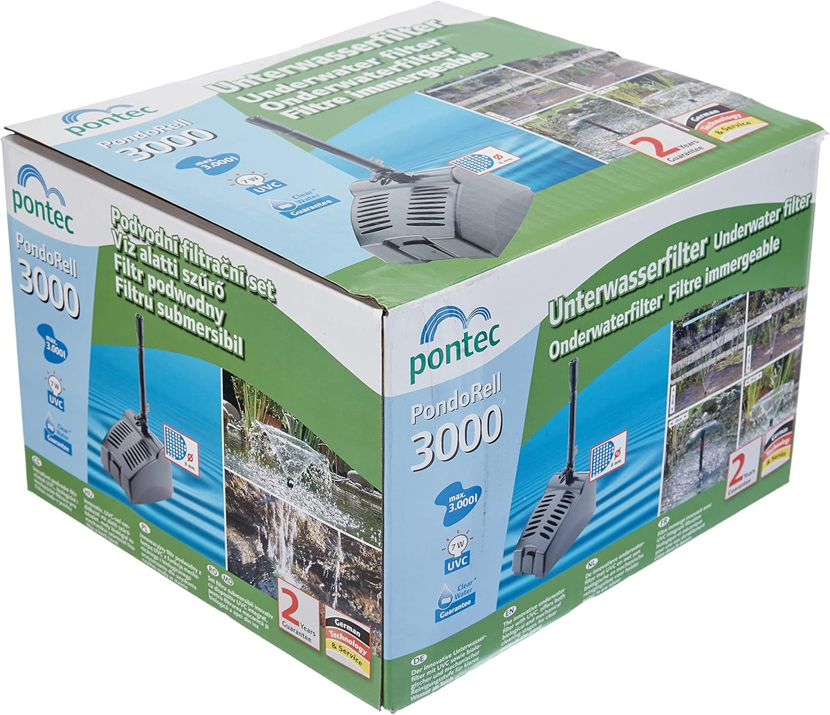 Pontec Pondorell 3000 50748 Onderwaterfilter, Vijverfilter, Waterspeelpomp, Fonteinpomp, Filterpomp, Uvc, Complete Set