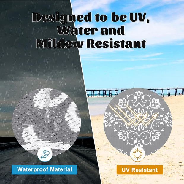 Buiten Vloerkleed - Buitenkleden - Buitentapijt - Opvouwbaar - UV-bestendig - Waterdicht - Omkeerbaar - Buitenmatten - voor Buiten - Balkon - Strand - Picknick -Terras - Rechthoekig - 240 x 300 cm - Grijs