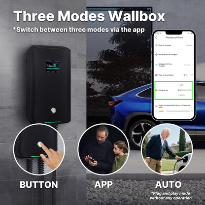 Laadstation elektrische auto – Wallbox EV – Oplader – Type 2 lader – Elektrisch voertuig lader – 7 kW vermogen – App-bediening en IP66 waterdicht